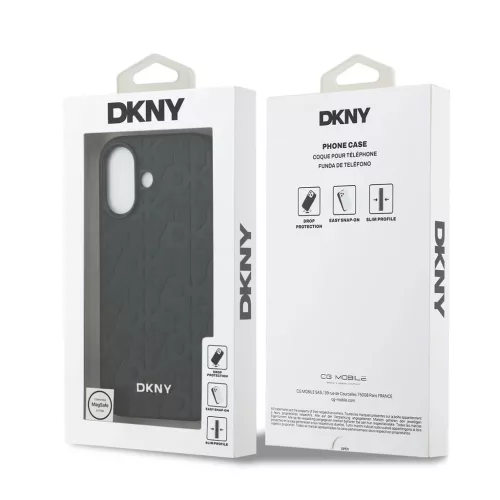 DKNY PU Leather Grid Pattern Magsafe tok iPhone 17 készülékhez fekete